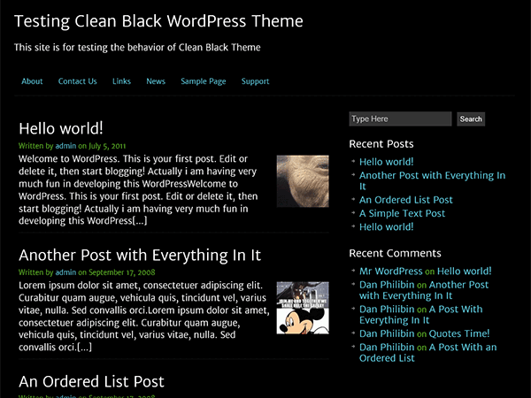 Clean Black WordPress Theme