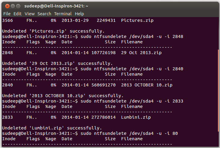 Ubuntu Files Recovered Successfully